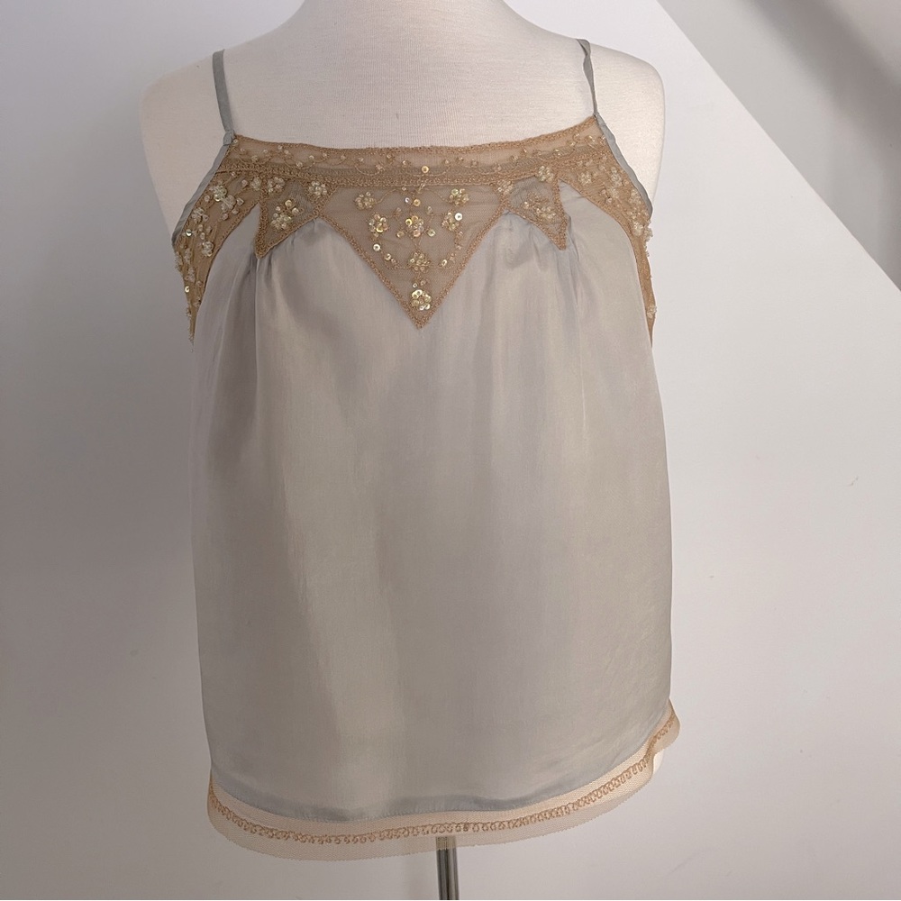 Top with embroidered beads. Silk. Bought in France.
